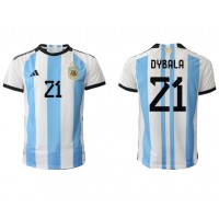 Koszulka piłkarska Argentyna Paulo Dybala #21 Strój Domowy MŚ 2022 tanio Krótki Rękaw